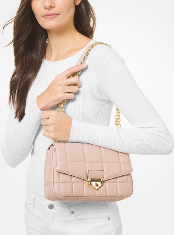 Damske Taška Cez Rameno Michael Kors SoHo Large Quilted Leather Ruzove - Kabelky Michael Kors Akcia | WELZH-2087